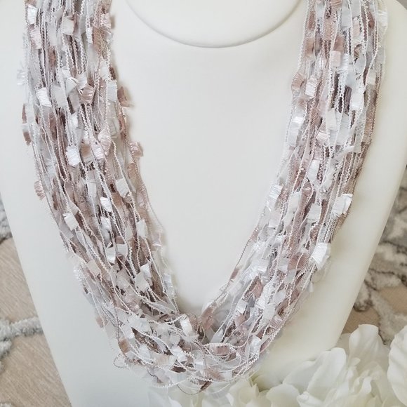 Multi Strand Thread Necklace In Ivory color - Picture 2 of 3